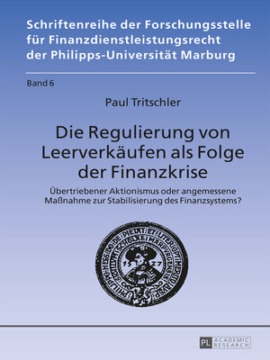 cover image of Die Regulierung von Leerverkäufen als Folge der Finanzkrise